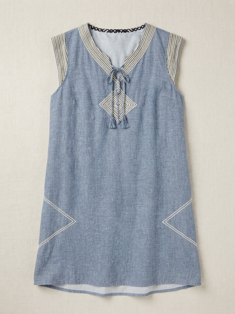 THML Chambray Embroidered Boho Dress